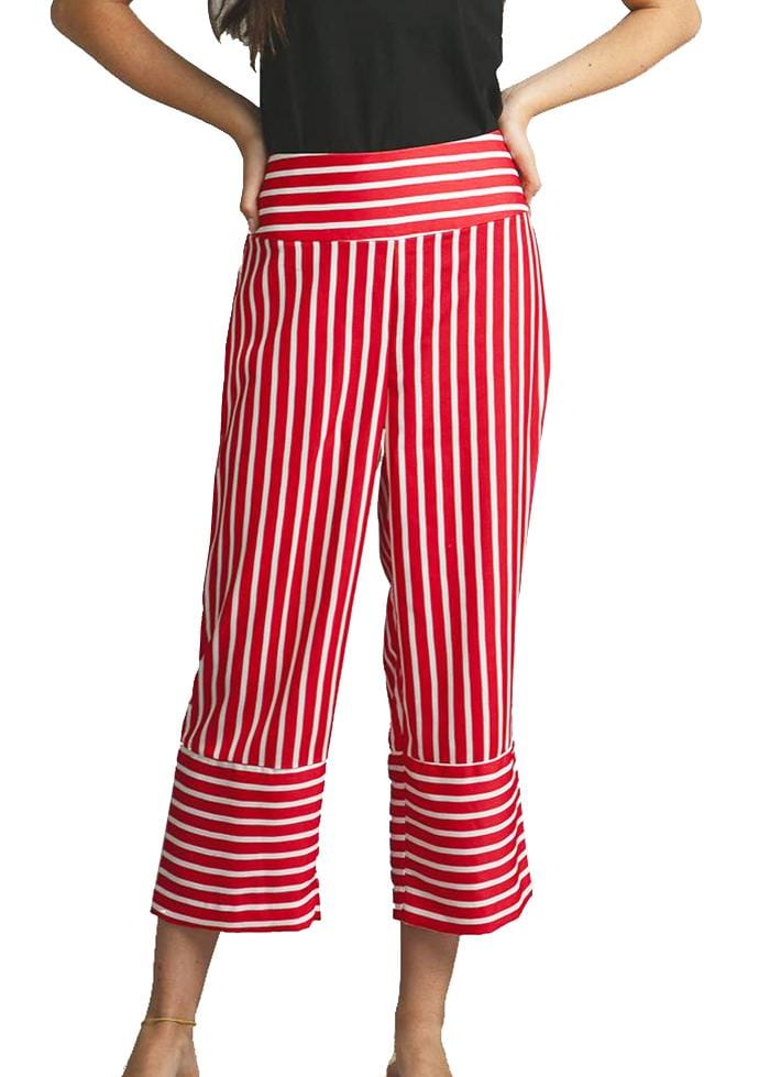red trousers white stripe