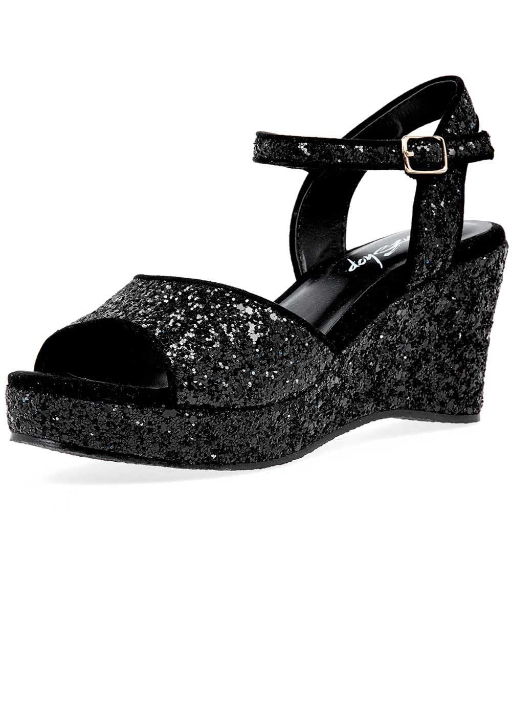 girls black wedge