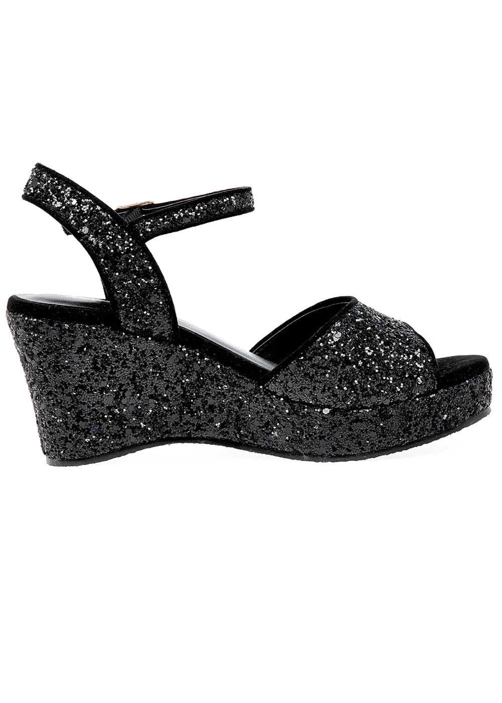 girls black wedge