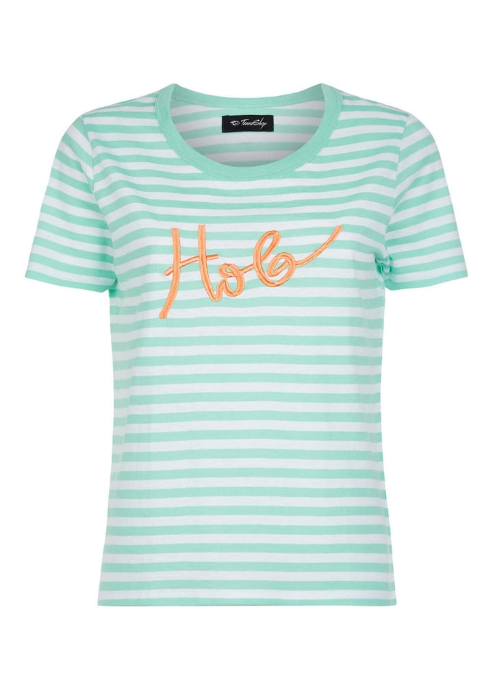 Girls Green & White Stripe Holiday T-shirt 9-16 Years | TeenzShop