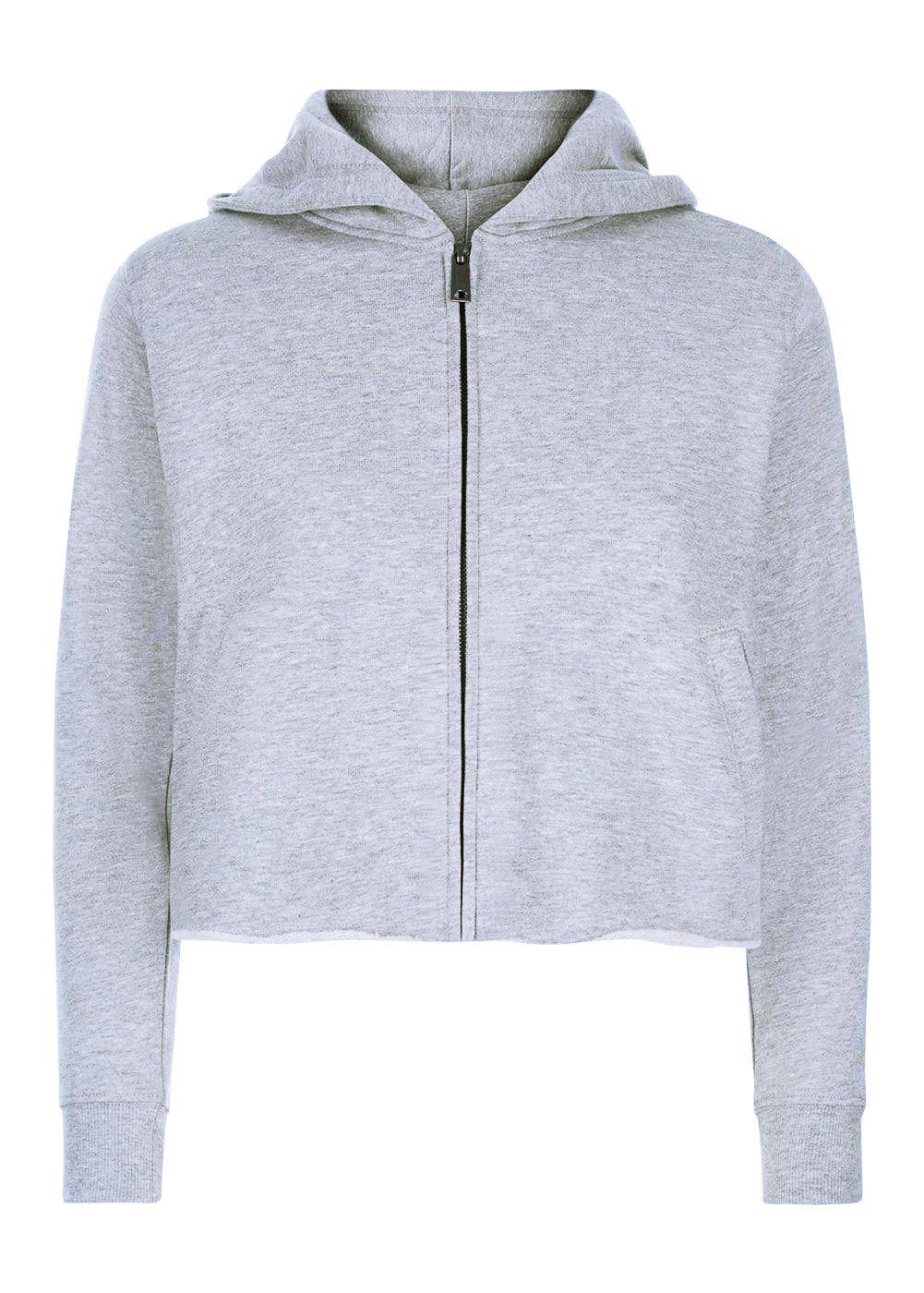 grey cropped zip up hoodie