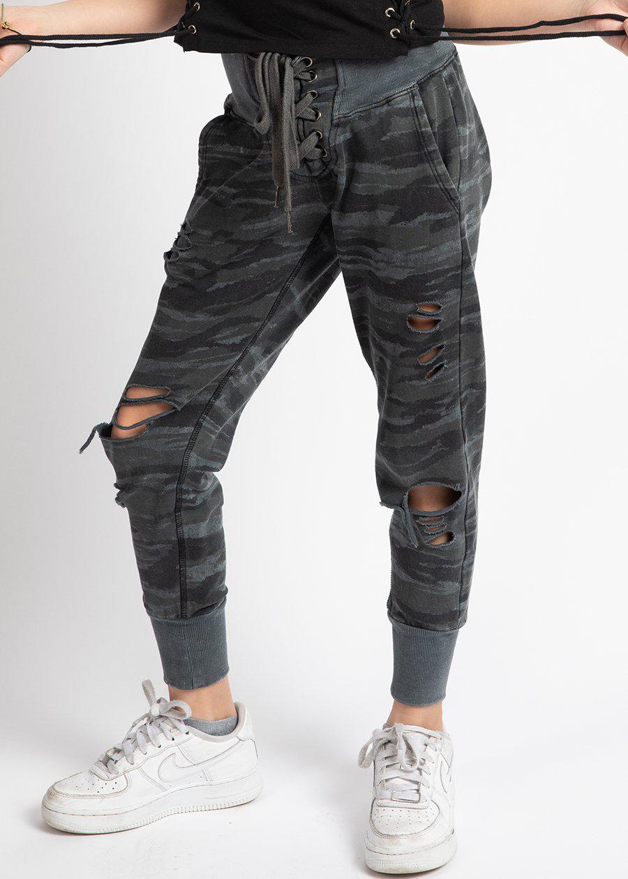 camo ripped joggers