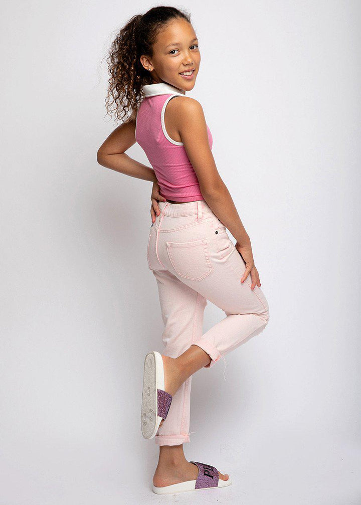 Teenzshop Girls Cotton Pink Mom Jeans Sizes from 9 - 16 Years