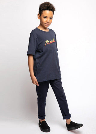 Boys Paradise Slogan Navy T-shirt-Sislyn stewart