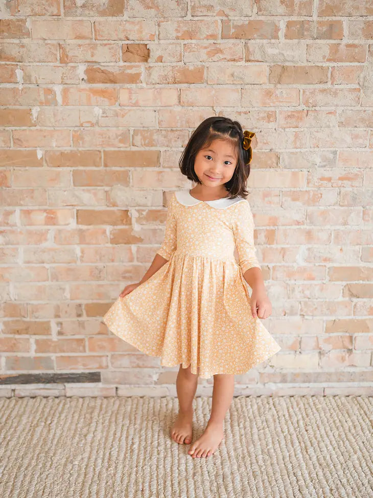 Ollie Jay || Rubina Twirl Dress in Custard Floral