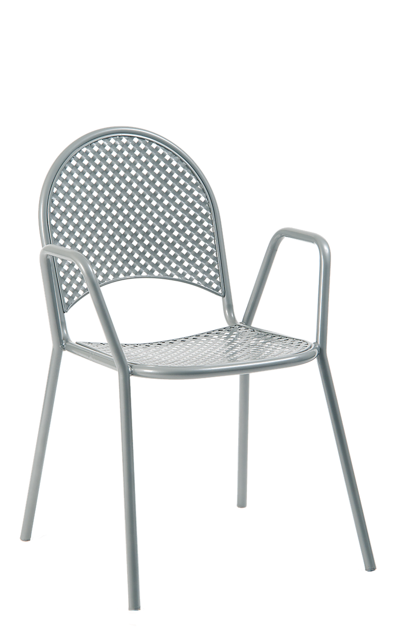 Grey Metal Powder Coated Outdoor Chair Erf Of 01 G