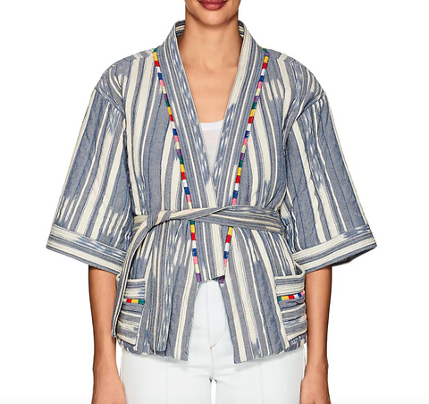 striped kimono belted jacket