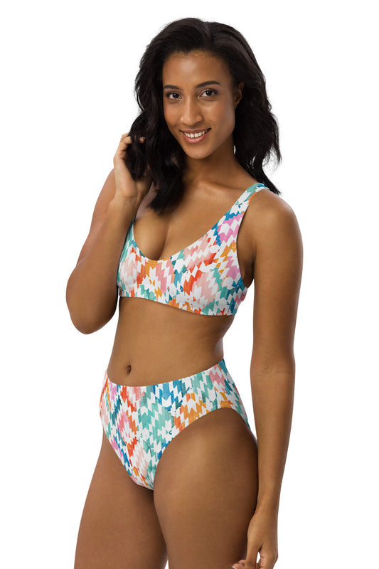 Coral Dream Recycled High-Waisted Bikini Bottom