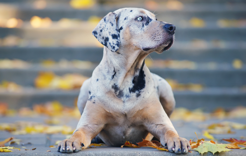 Catahoula Leopard Dog with blue eyes