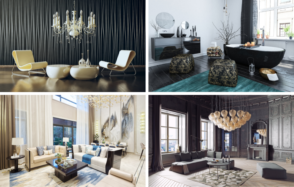 hollywood regency glam glamour style living room bathroom rooms