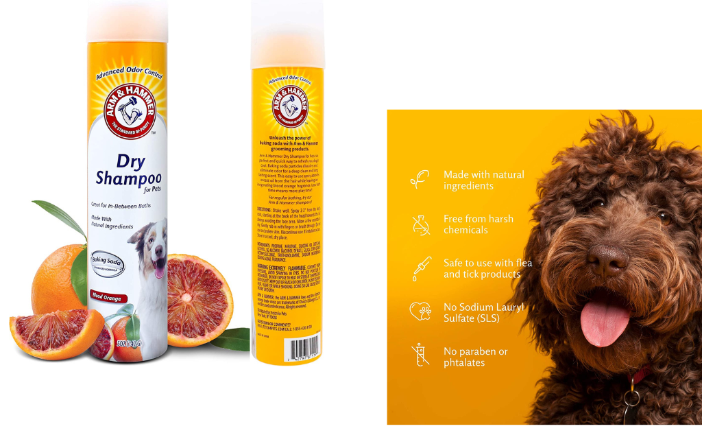 Arm And Hammer for Pets Aerosol Dry Shampoo for Dogs - Waterless Shampoo Spray for All Dogs And Puppies - Citrus Blood Orange Scent - 5 Ounce Bottle Dry Dog Shampoo Spray