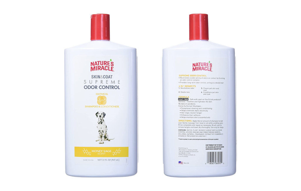 Nature's Miracle UPG-783 Natural Oatmeal Shampoo And Conditioner For Dogs - Honey Sage Scent 32 oz