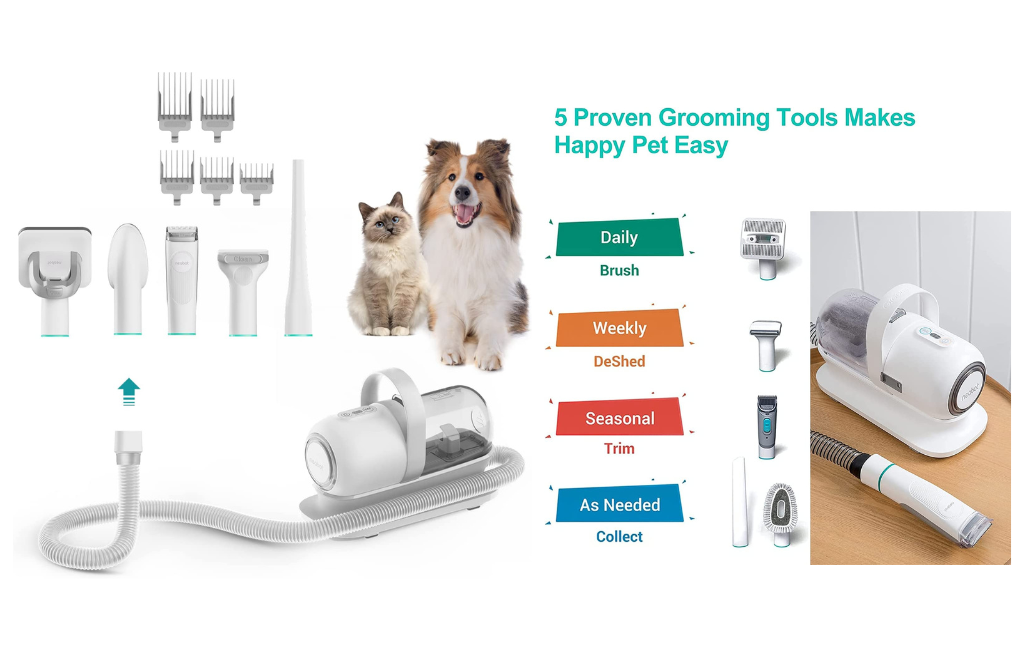 neabot P1 Pro Pet Grooming Kit And Vacuum Suction 99 Percent Pet Hair Professional Grooming Clippers with 5 Proven Grooming Tools for Dogs Cats and Other Animals - Renamed to Neakasa