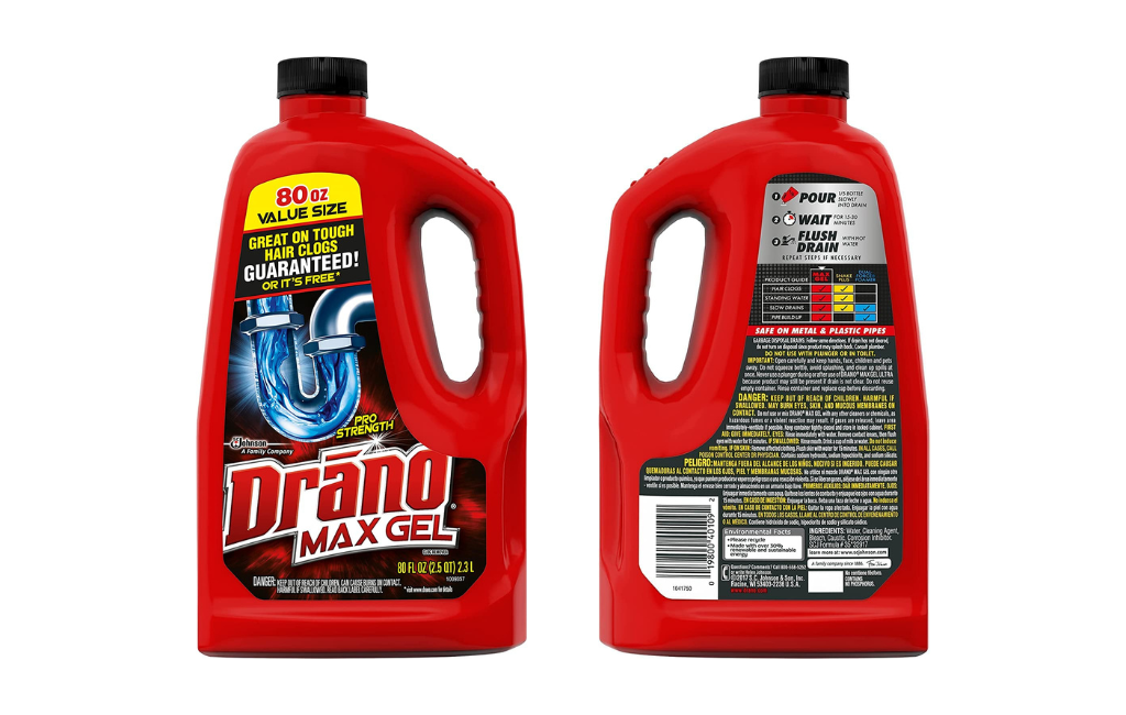 Drano Max Gel Drain Clog Remover and Cleaner for Shower or Sink Drains Unclogs and Removes Hair Soap Scum Blockages 80 oz
