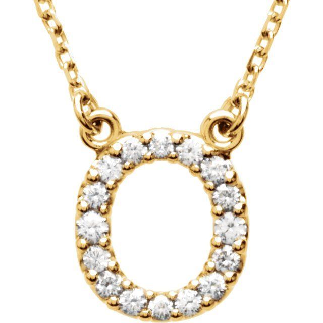 14K Initial O 1/8 CTW Diamond 16" Necklace