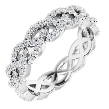 14k White Gold 3/4 Diamond Infinity Intertwined Braided Band Promise R –  ASweetPear