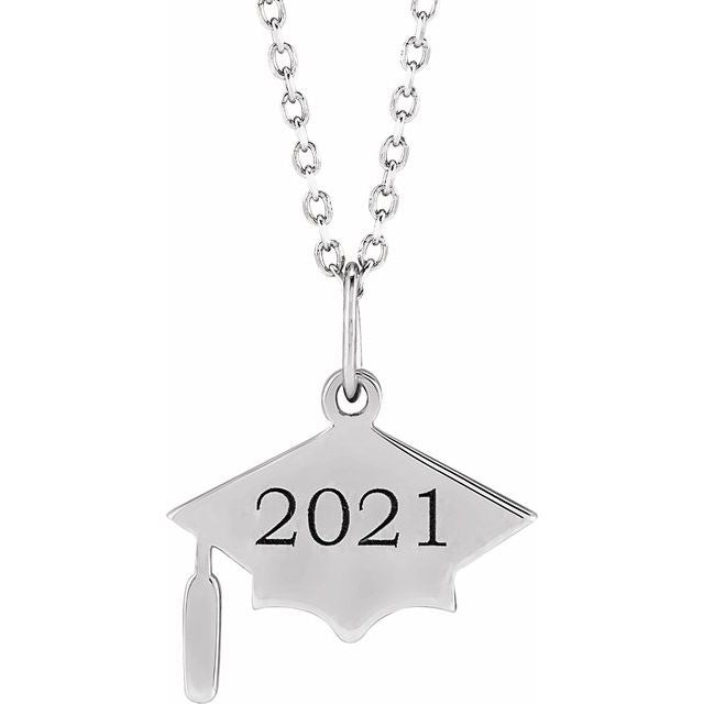 14K Engravable Graduation Cap 16-18" Necklace