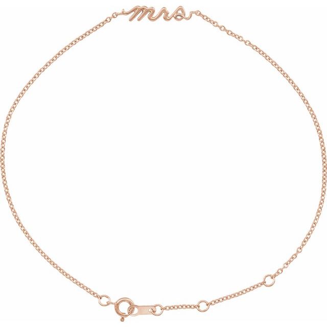 14k Rose Gold Mrs Bracelet