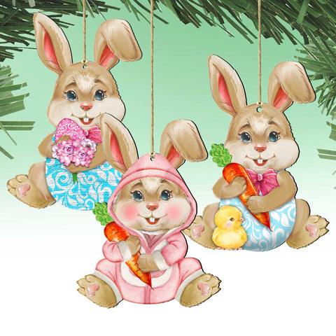 G. Debrekht Bunny Family Rustic Ornaments Set of 3