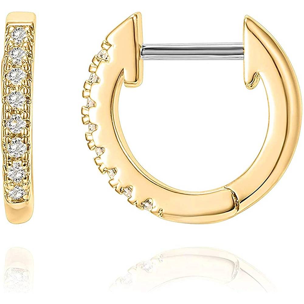 PAVOI 14K Gold Plated Cubic Zirconia Cuff Earrings Huggie Stud | Multiple Colors and Sizes - G