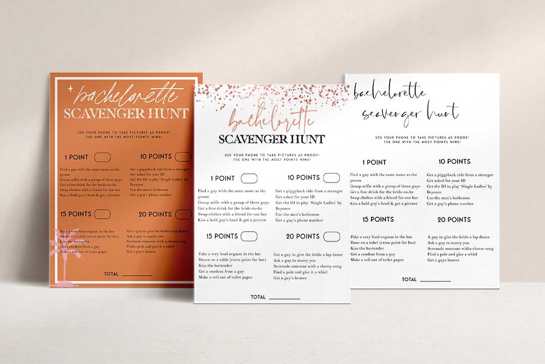 Bachelorette Scavenger Hunt – OhHappyPrintables