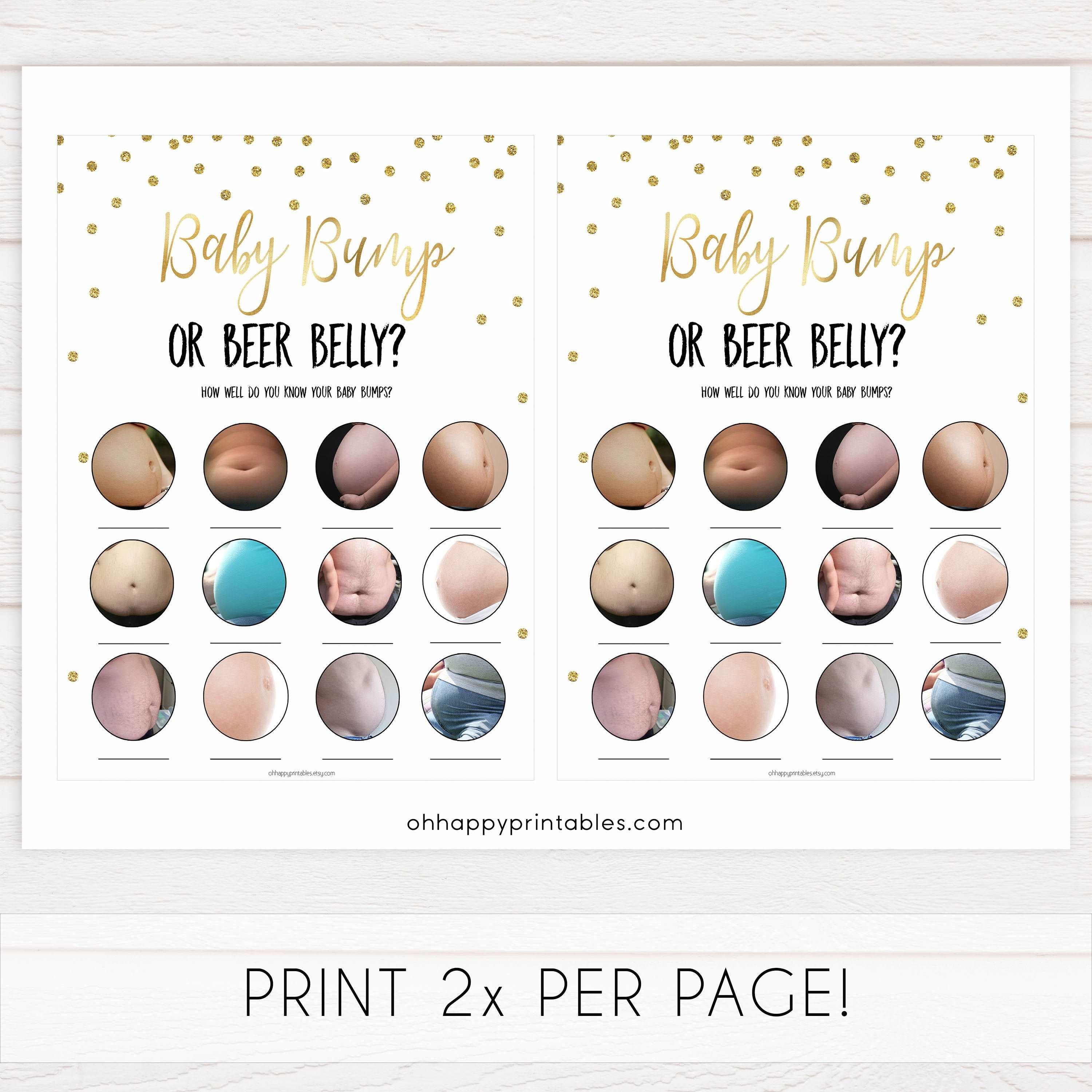 Porn Bump - Twin Pack Porn or Labor Baby Bump or Beer Belly Baby Games - Baby Games â€“  OhHappyPrintables