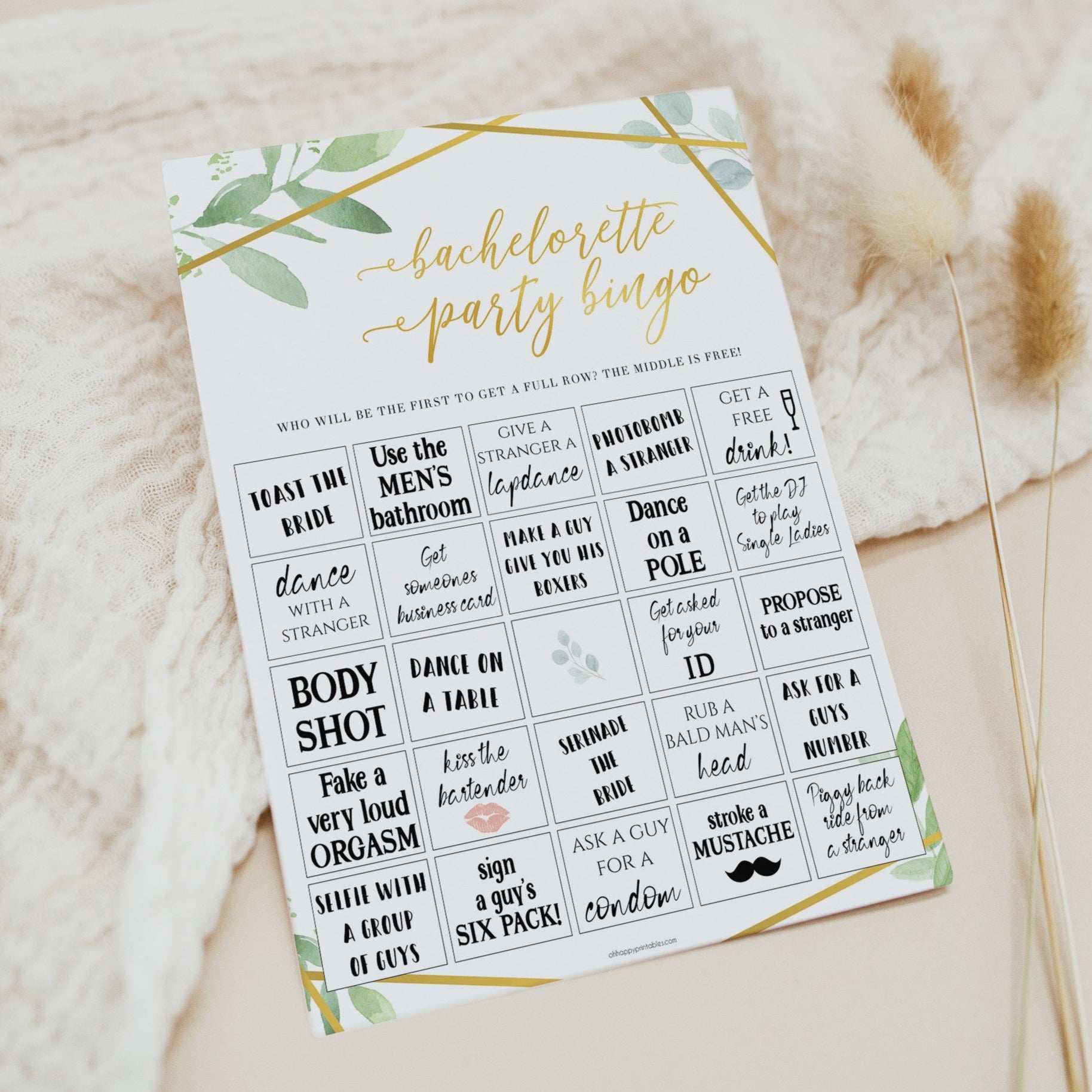 Bachelorette Party Bingo Game | Shop Bachelorette Games – OhHappyPrintables