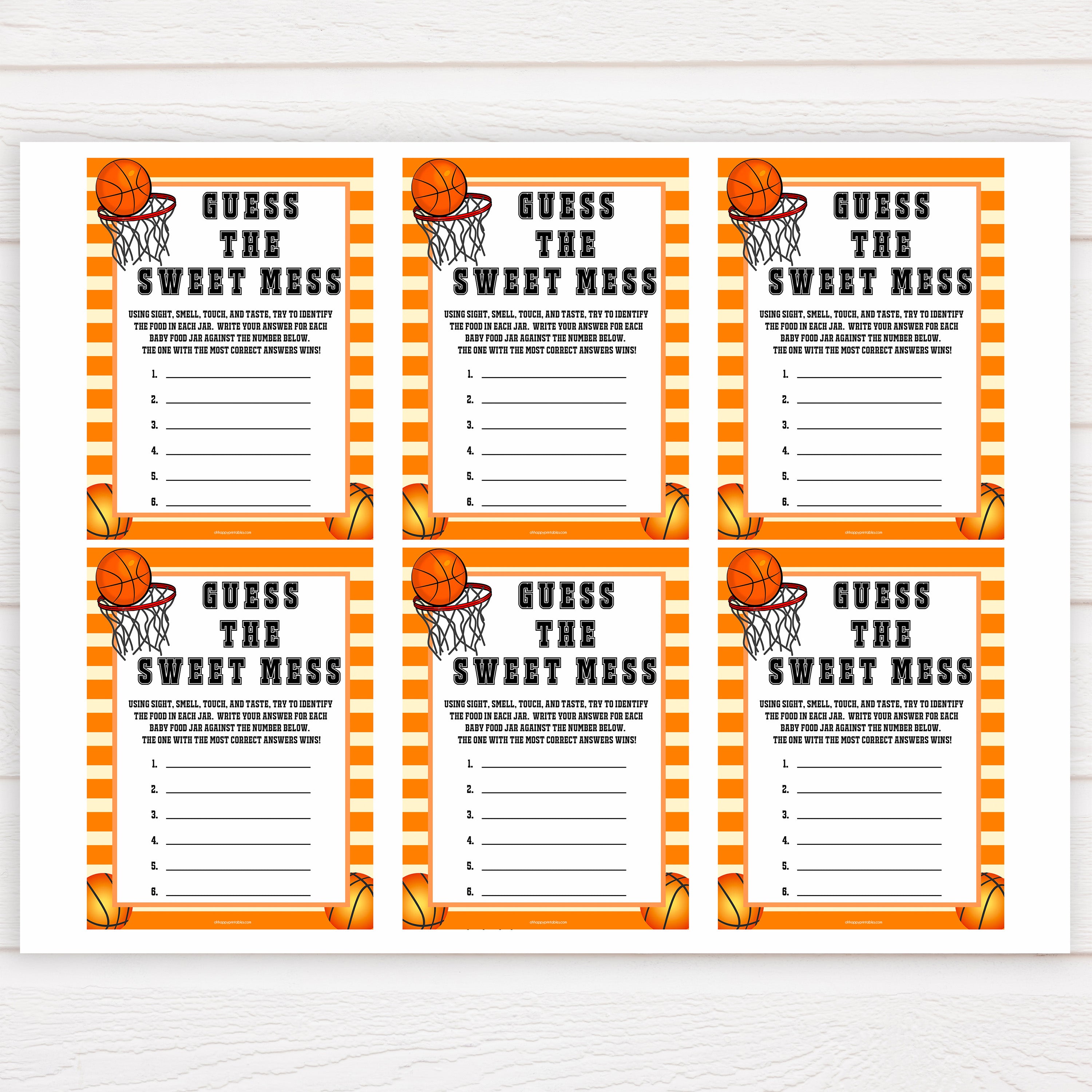 Guess The Sweet Mess - Printable Basketball Baby Shower Games ...