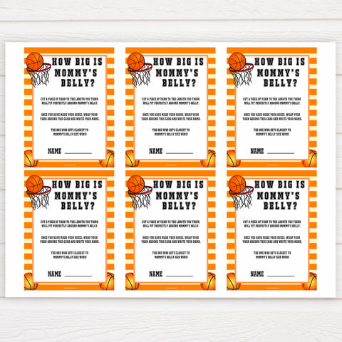 How Big is Mommys Belly - Basketball Printable Baby Shower Games ...