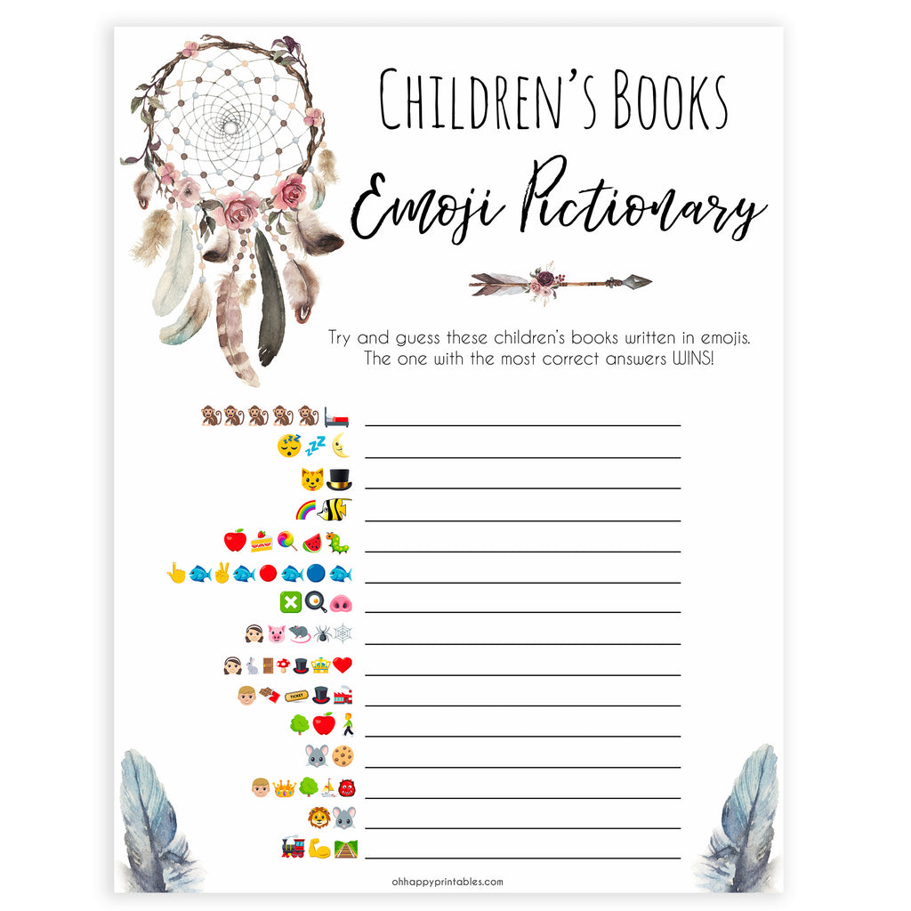 Childrens Books Emoji Pictionary - Printable Boho Dreams Baby Games ...