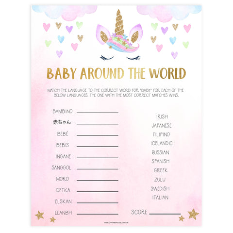 Unicorn Baby Games Ohhappyprintables