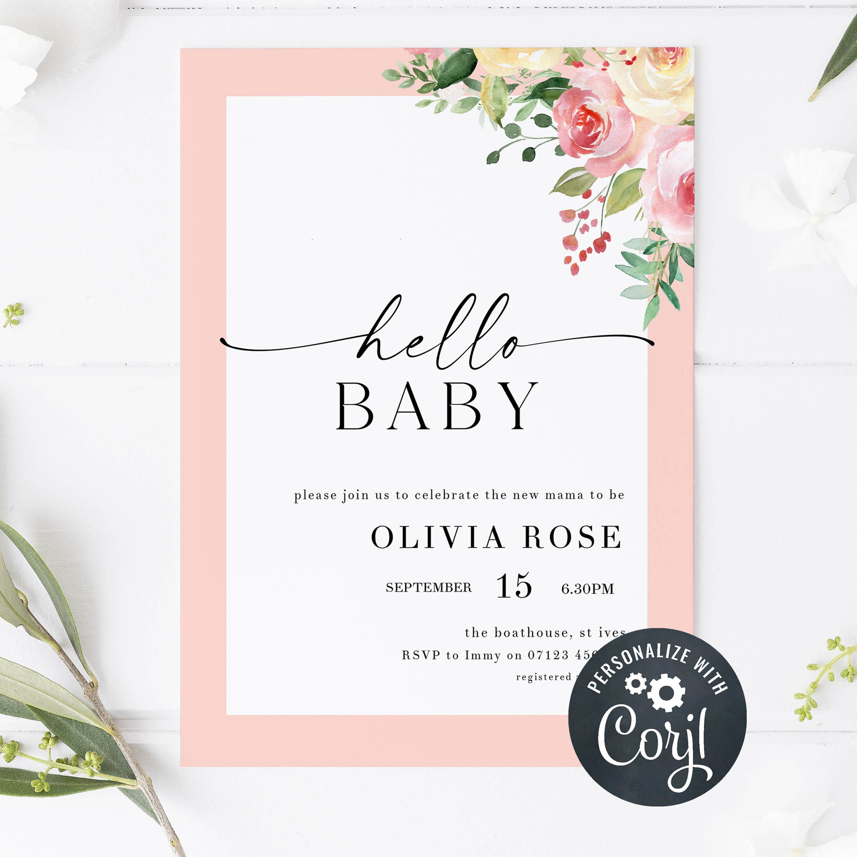 EDITABLE Baby Shower - Spring Floral Baby Invitations – OhHappyPrintables