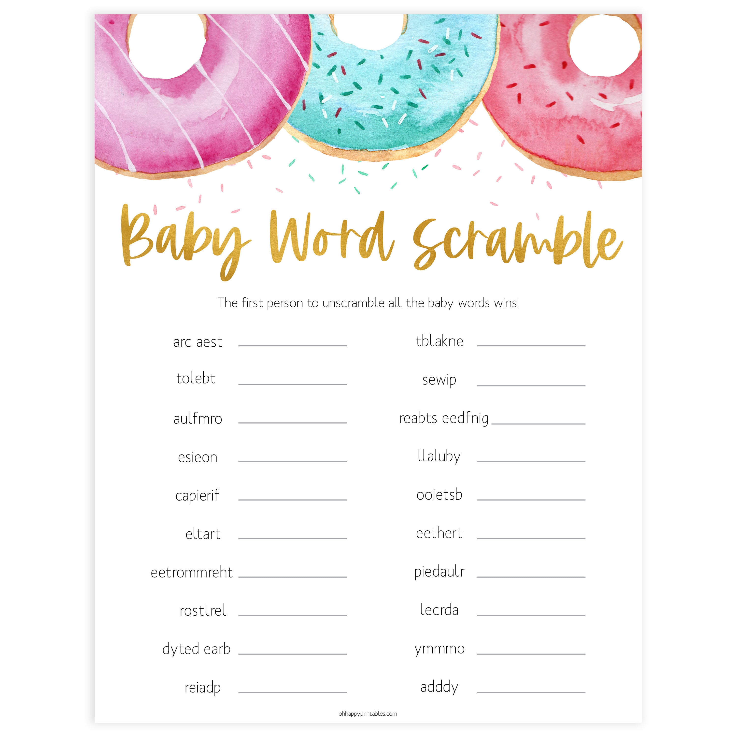 Baby Word Scramble Ohhappyprintables