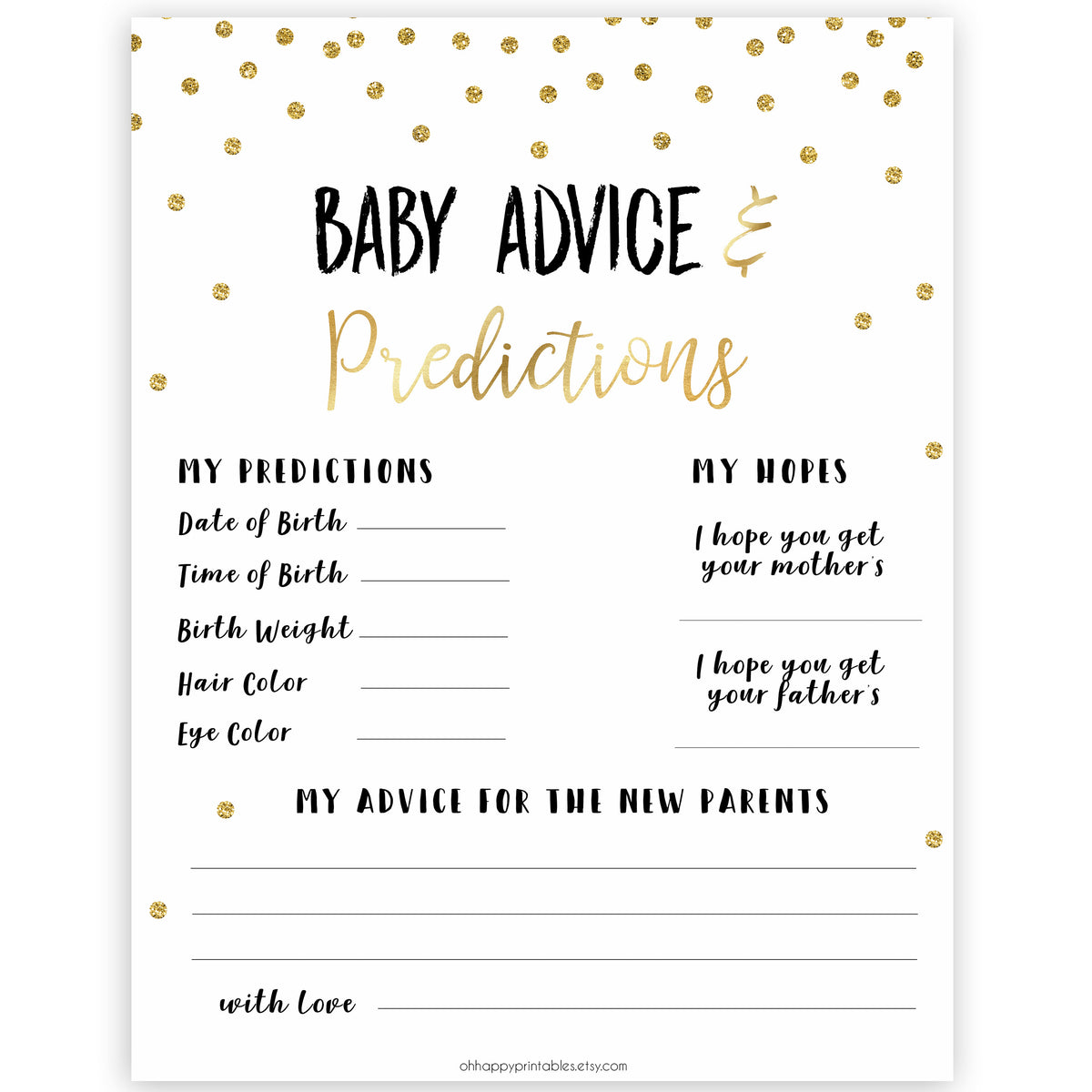 new-baby-advice-predictions-card-gold-glitter-printable-baby-games