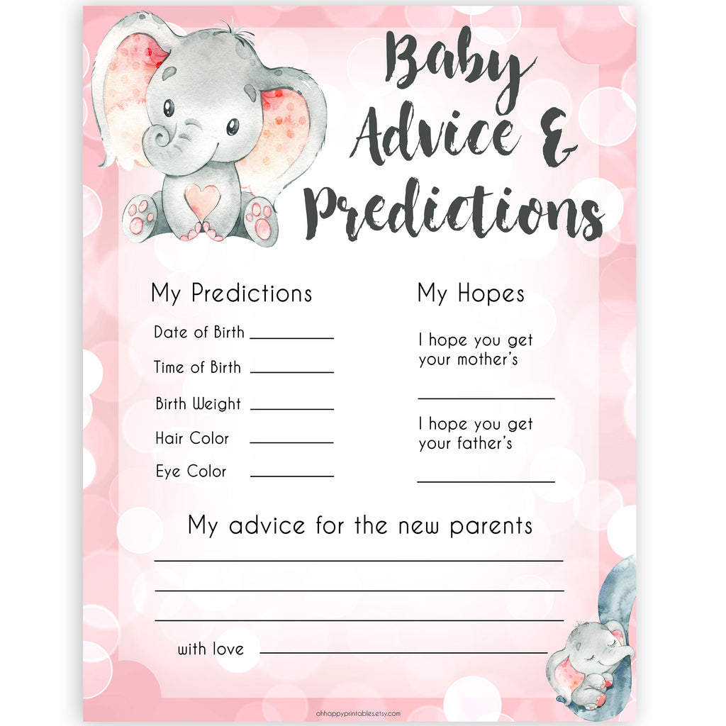 baby-advice-predictions-card-pink-elephant-printable-baby-games