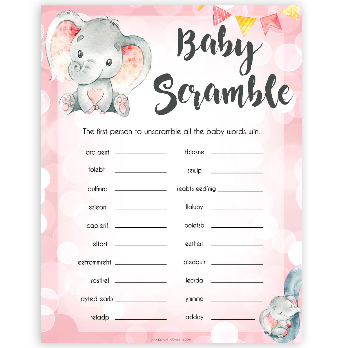 baby-shower-word-scramble-pink-elephant-printable-baby-shower-games
