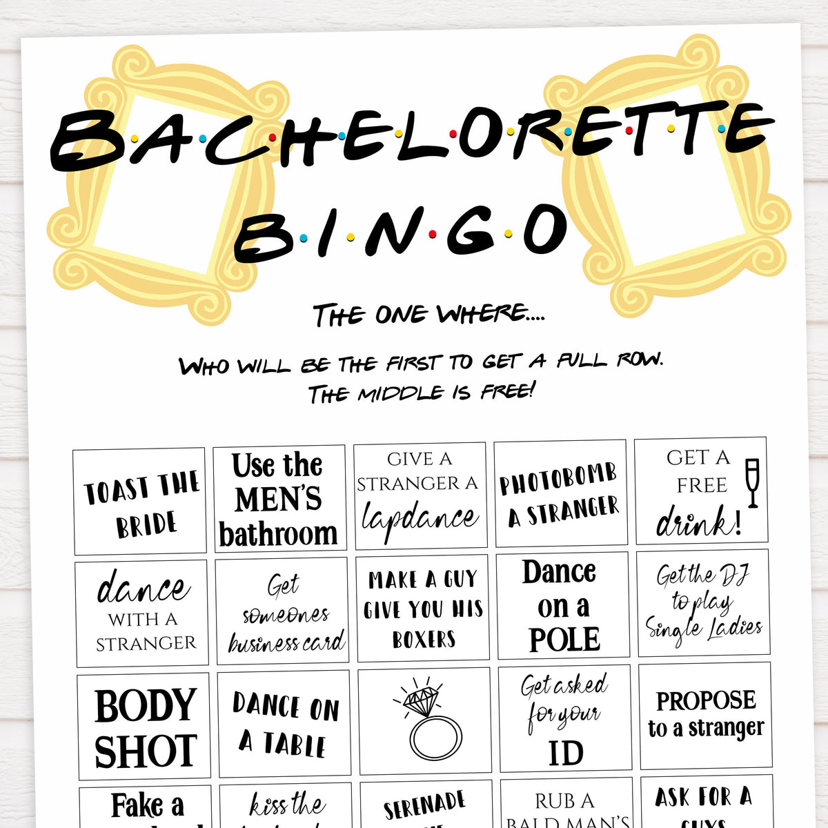 Rose Gold Bachelorette Party Bingo | Friends Printable Games ...