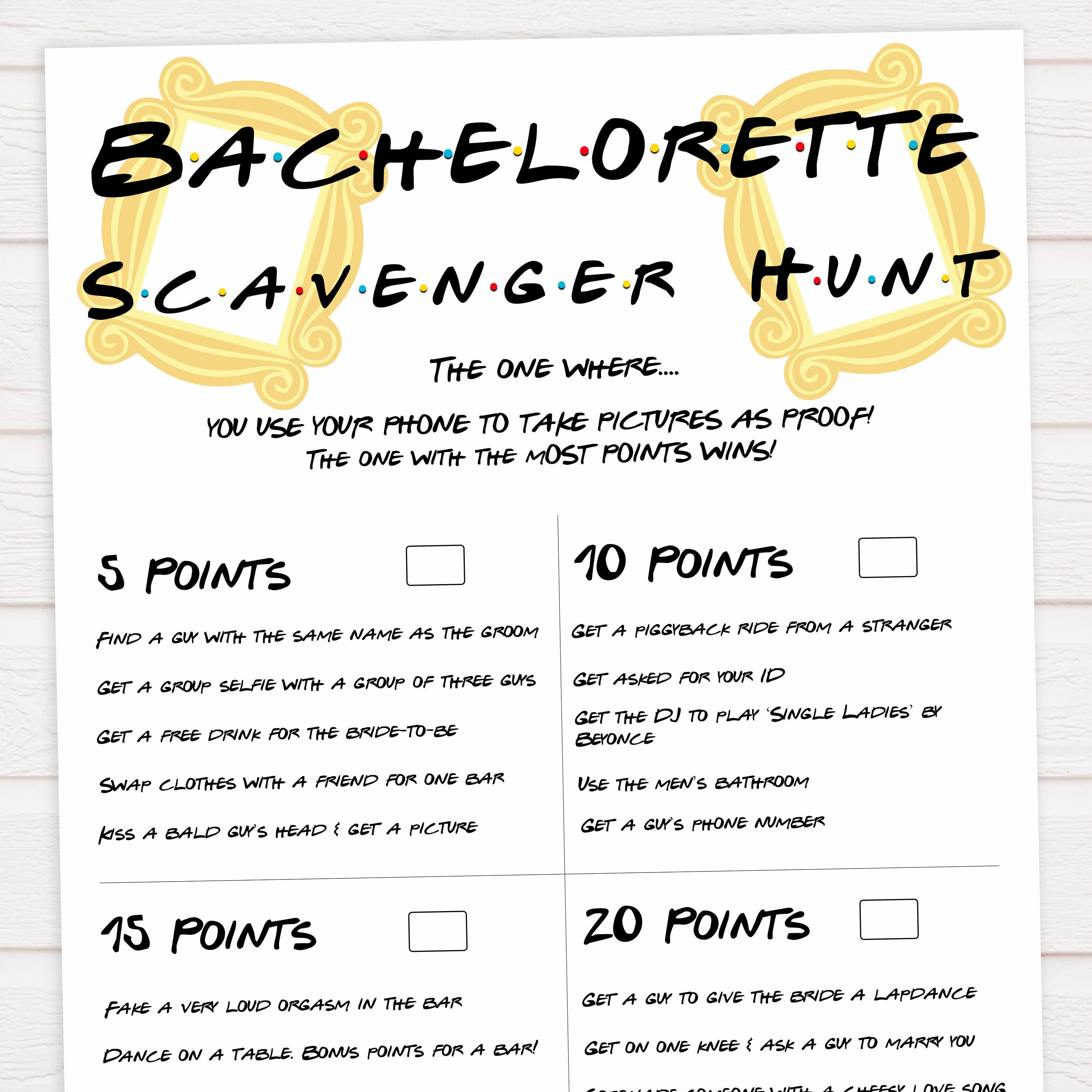 Bachelorette Scavenger Hunt Friends Printable Bachelorette Games Ohhappyprintables