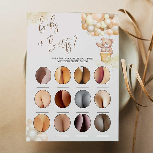 Boobs or Butts Baby Game - Modern Printable Baby Shower Games