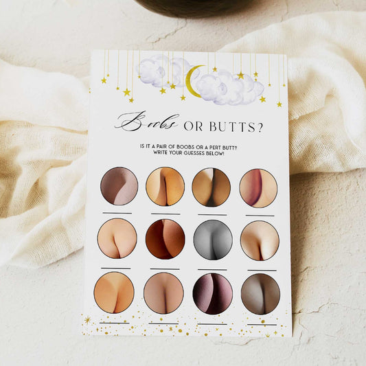 Boobs or Butts Baby Shower Game - Botanical Printable Baby Shower