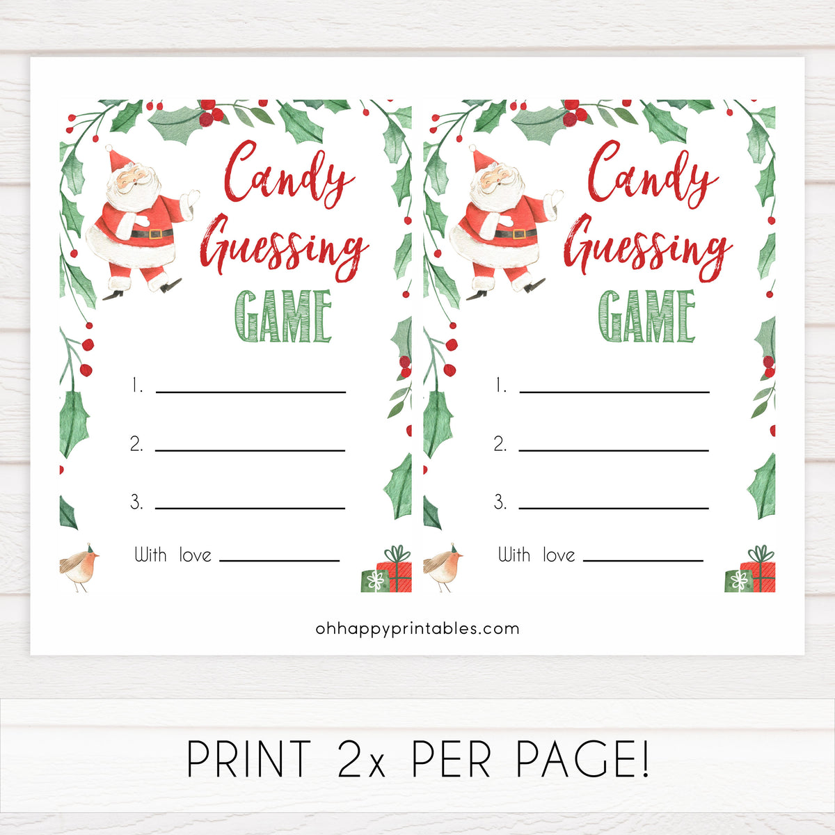 candy guessing game christmas printable baby shower