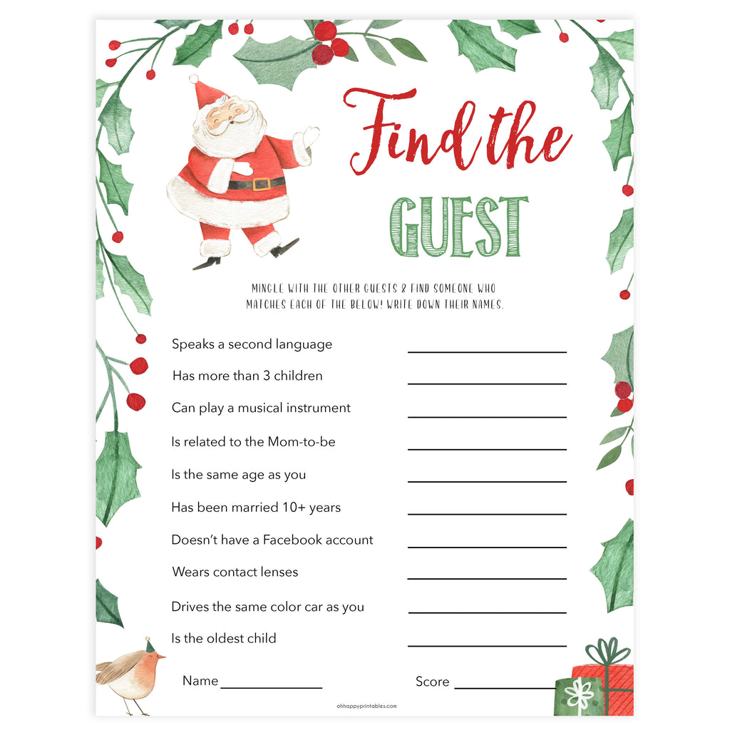 Find The Guest Baby Games Christmas Printable Baby Games