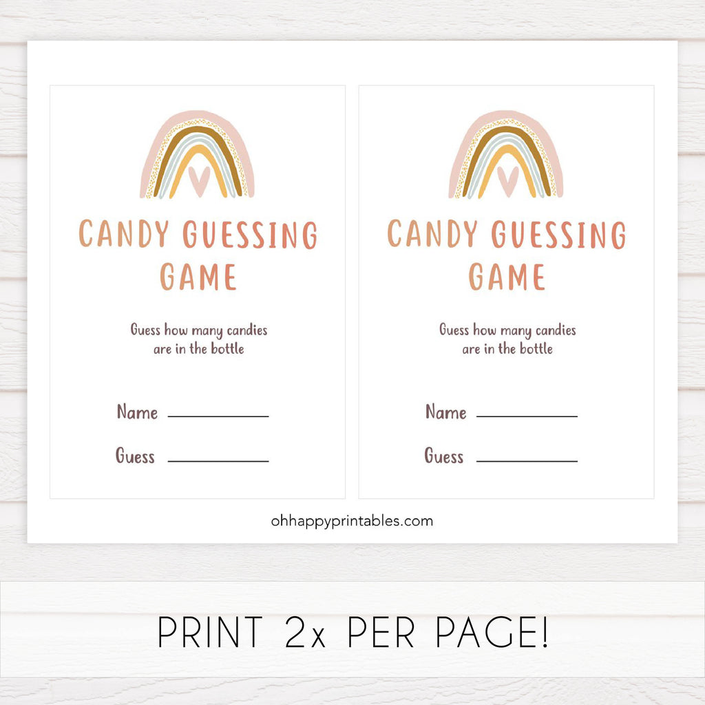 Candy Guessing Game - boho Rainbow Printable Baby Shower Games ...