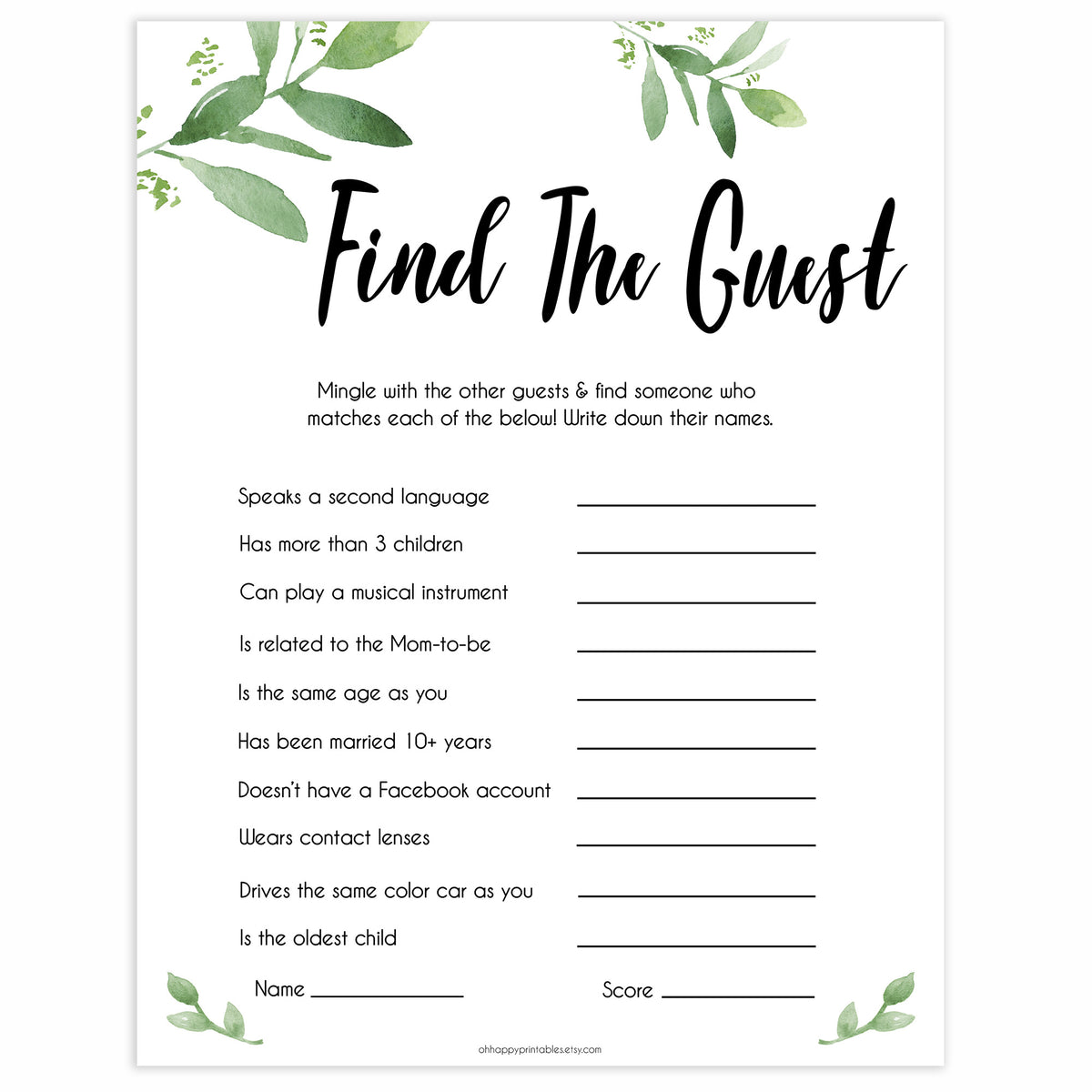 Find The Guest Game Free Printable Printable Word Searches