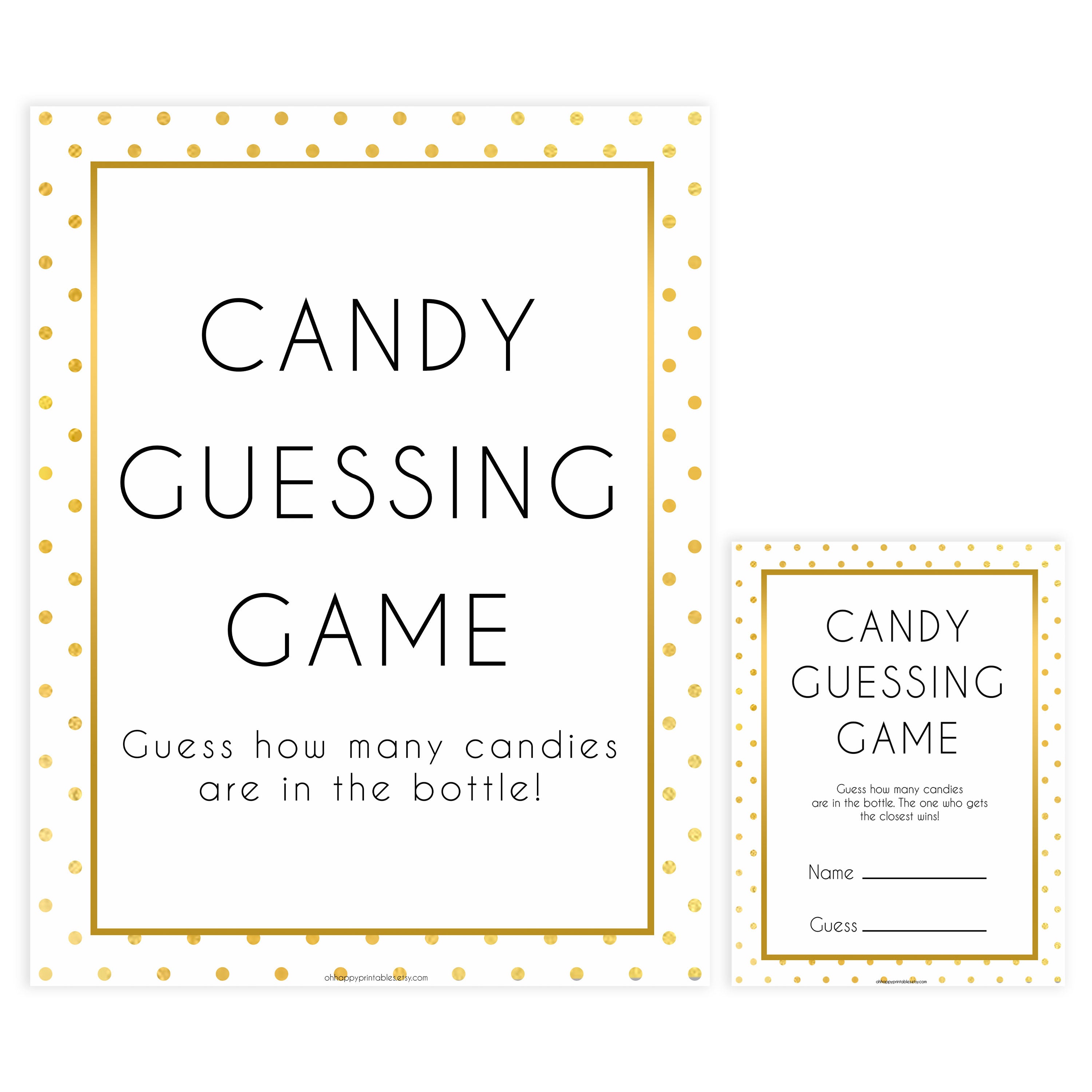 Candy Guessing Game - Gold Dots Printable Baby Games – OhHappyPrintables