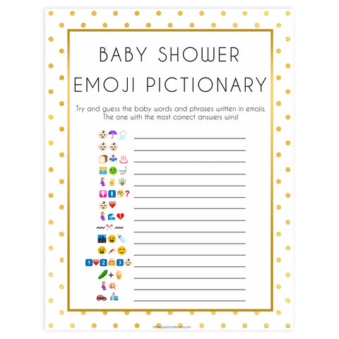 Baby Emoji Pictionary - Printable Gold Dots Baby Games – OhHappyPrintables