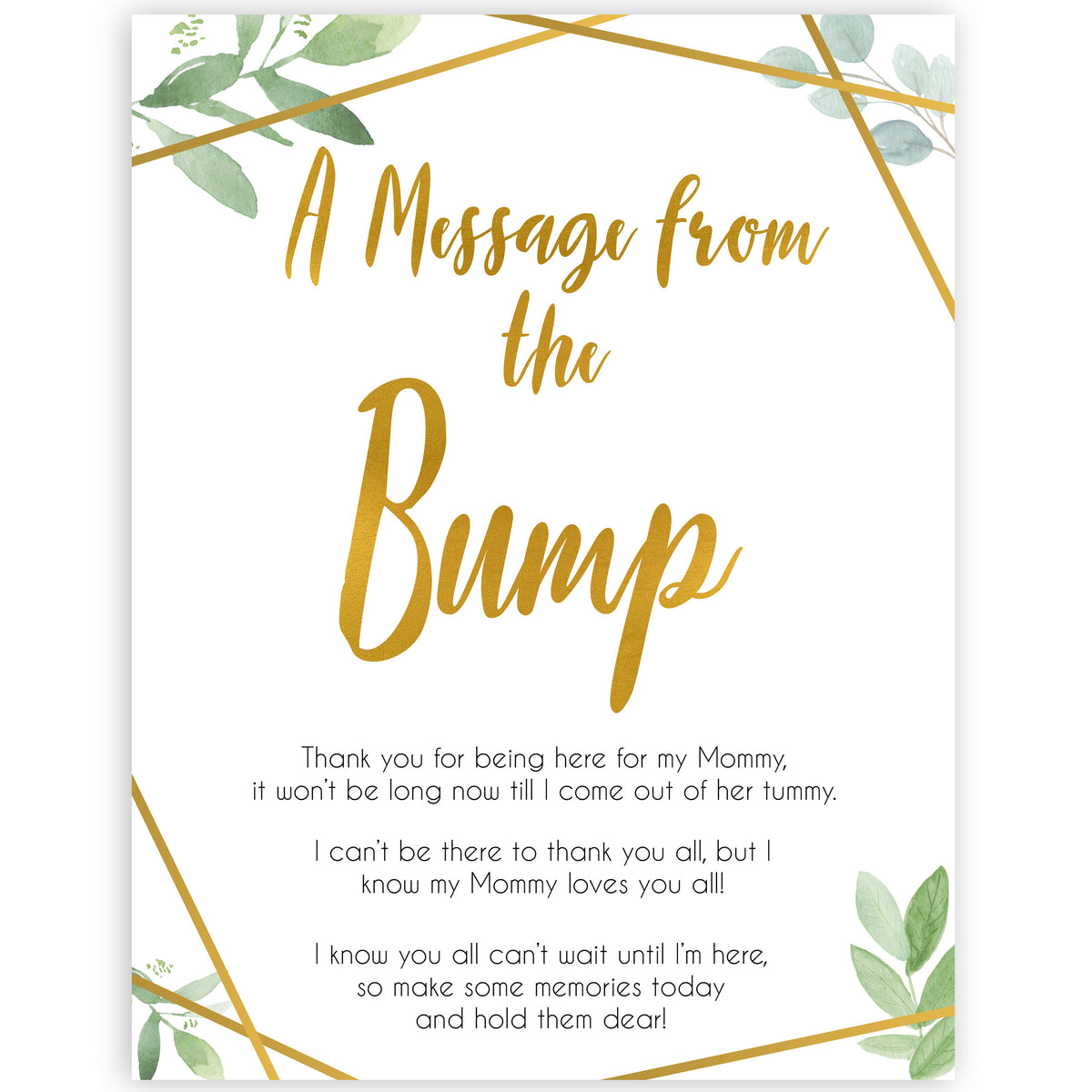 A Message From The Bump Geometric Printable Baby Shower Games 