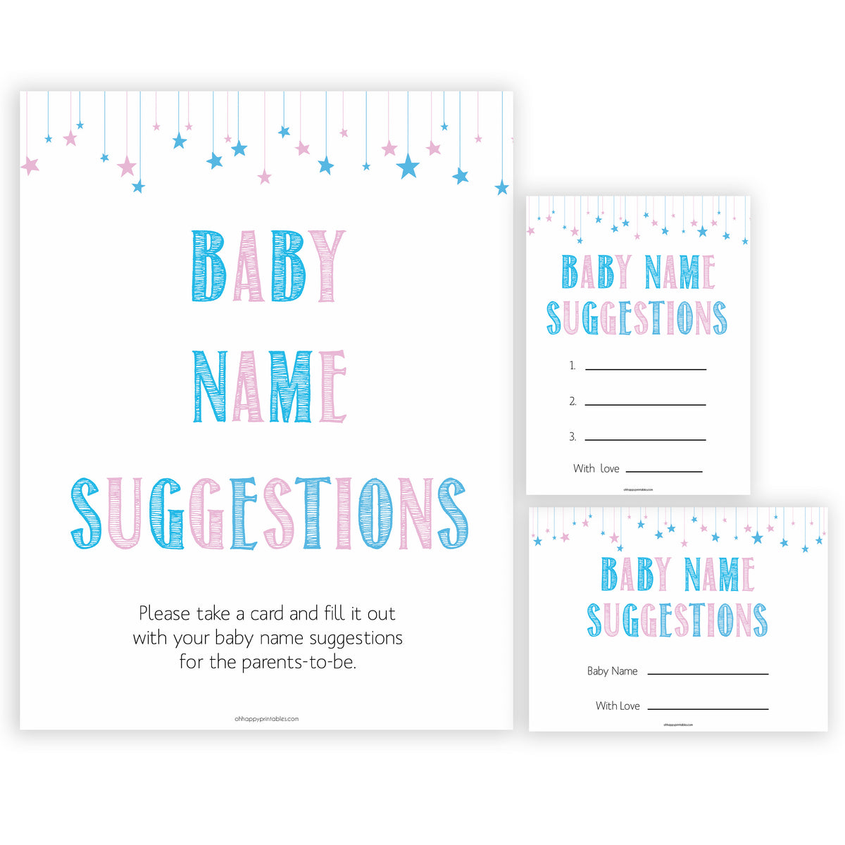 Baby Name Suggestion Cards Free Printable