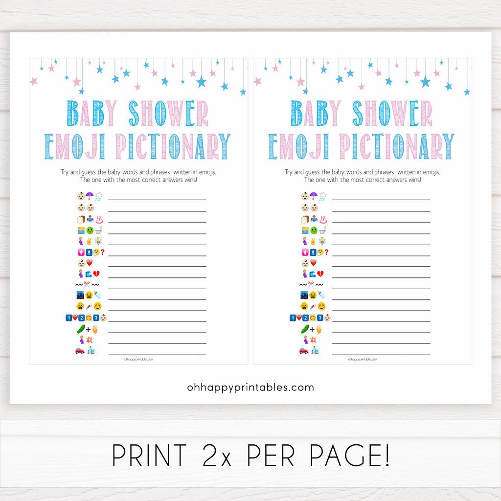 baby emoji pictionary printable gender reveal baby