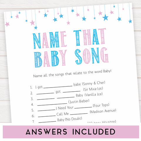 Name That Baby Song - Gender Reveal Printable Baby Shower Games ...